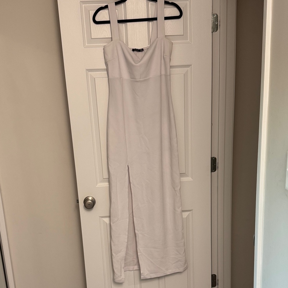 Boohoo White Maxi Dress with Slit